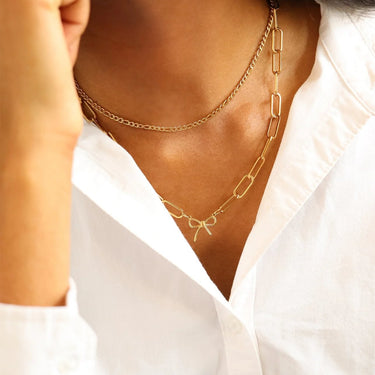 18K Gold PVD Paperclip Connector Chain Necklace
