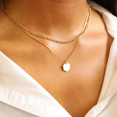 18K Gold PVD Stainless Steel Blank Hexagon Pendant