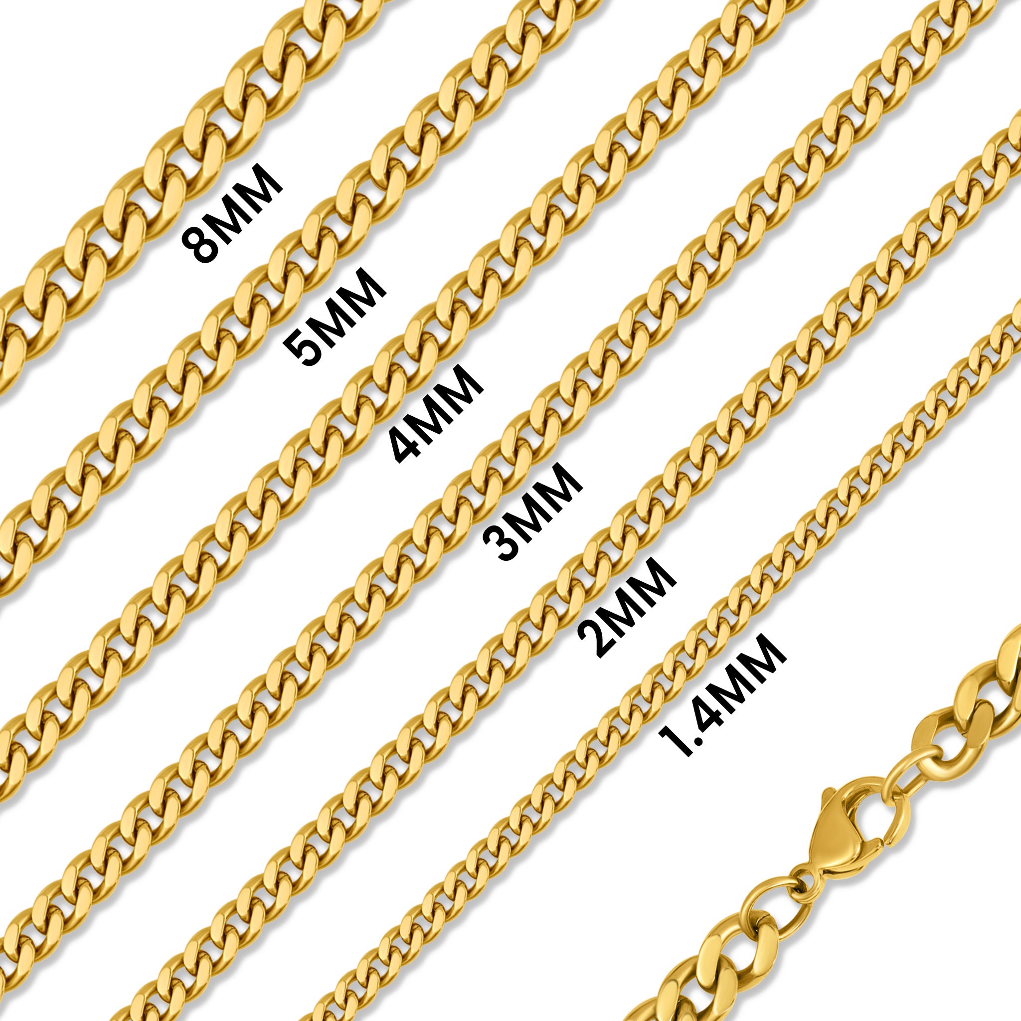 Stainless Steel 18K Gold PVD Coated Diamond Cut Curb Chain / CHN9710