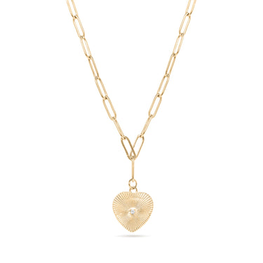 CZ Heart Paperclip Pendant Necklace