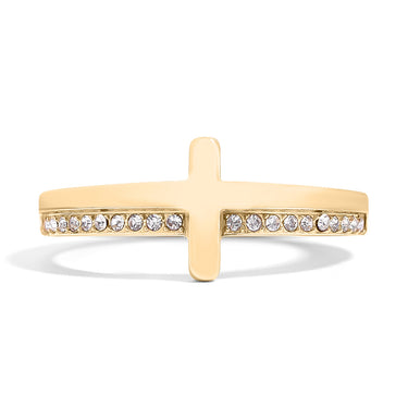Cross Stone ring gold