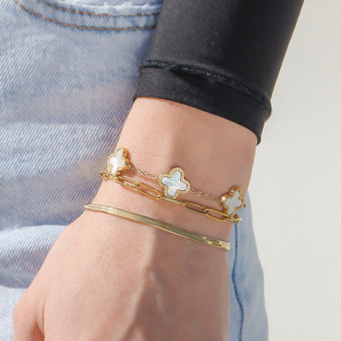 Stainless Steel Lucky Clover Charm Bracelet
