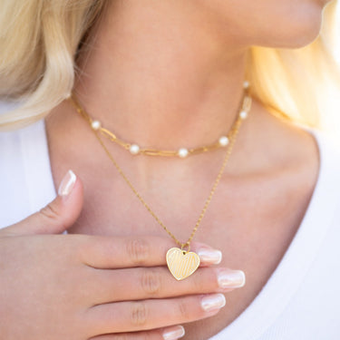 Paperclip Chain and Pearl Station Necklace