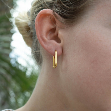 Rounded Rectangle Hoop Earrings