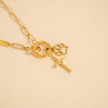 18K Gold PVD Stainless Steel Paw Print Charm