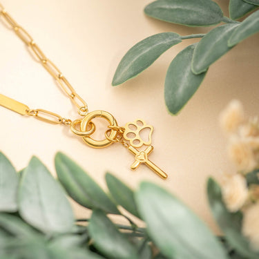 18K Gold PVD Stainless Steel Paw Print Charm