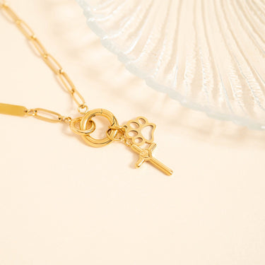18K Gold PVD Stainless Steel Paw Print Charm