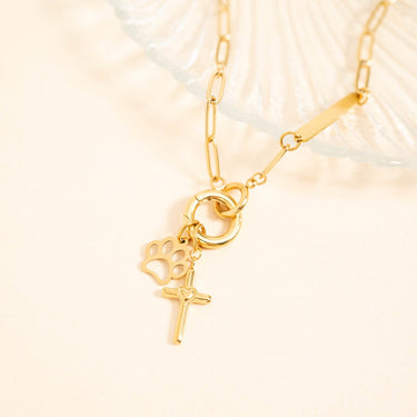 18K Gold PVD Stainless Steel Paw Print Charm