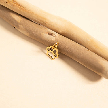 18K Gold PVD Stainless Steel Paw Print Charm
