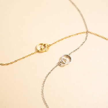18K Gold PVD Stainless Steel Intertwined Rings Necklace / CHN0078