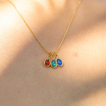 18K Gold PVD Teardrop Birthstone Charm