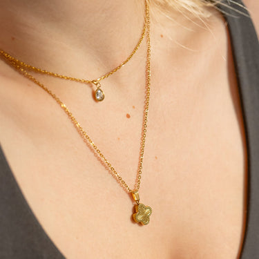 Sunburst Gold Clover Charm layered Look
