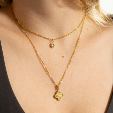 Sunburst Gold Clover Charm Layered Look