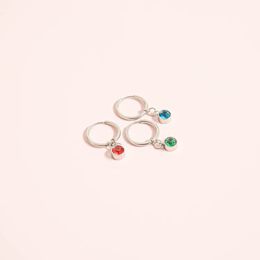 Stainless Steel Birthstone Huggie Earrings