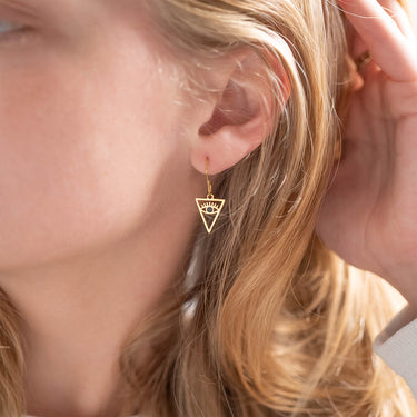 18K Gold PVD Stainless Steel Triangle Evil Eye Charm Lifestyle