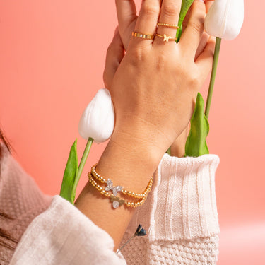 Butterfly Metal Beaded Stretch Bracelet Lifestyle
