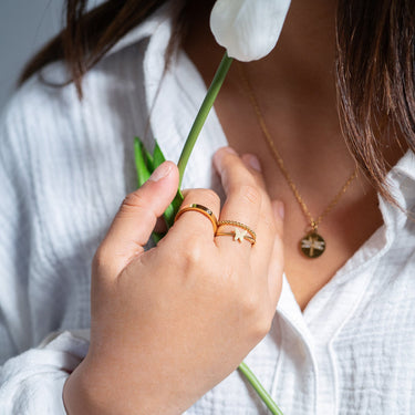 Birthstone Engravable Stacking Ring Lifestyle