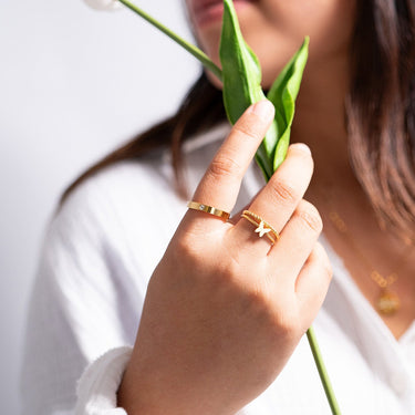Birthstone Engravable Stacking Ring Lifestyle