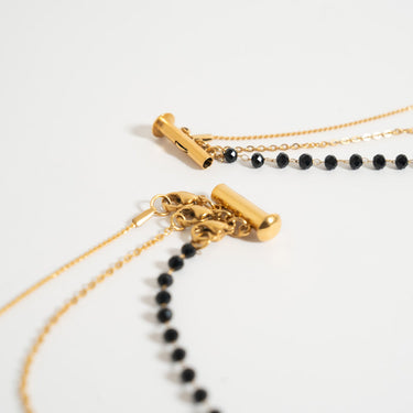 18K Gold PVD Stainless Steel 3 Row Layering Necklace Magnetic Clasp