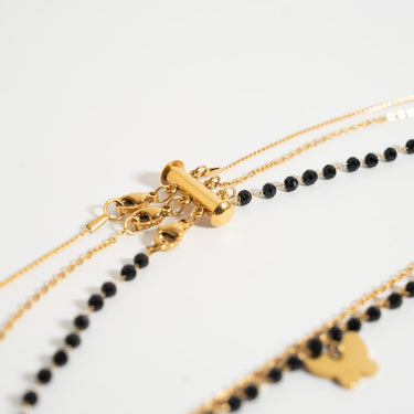 18K Gold PVD Stainless Steel 3 Row Layering Necklace Magnetic Clasp