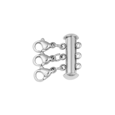 Silver / 18K Gold PVD Stainless Steel 3 Row Layering Necklace Magnetic Clasp