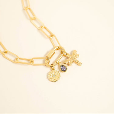 18K Gold PVD Stainless Steel Vertical 3D Birth Flower Charm