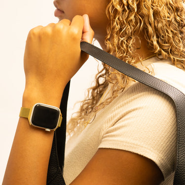 Gold Smart Watch Adjustable Mesh Band