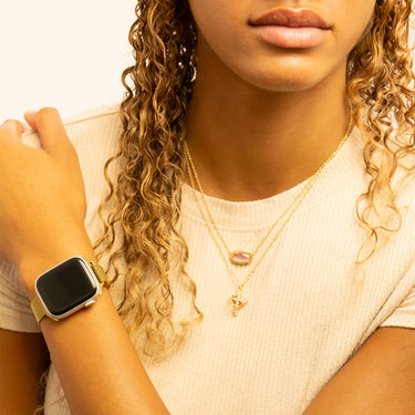 Gold Smart Watch Adjustable Mesh Band