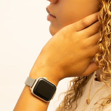 Silver Smart Watch Adjustable Mesh Band