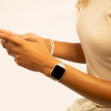 Silver Smart Watch Adjustable Mesh Band