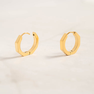 18K Gold PVD Stainless Steel Geometric Huggie Hoop Earrings / ERJ0008