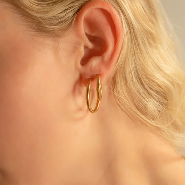 18K Gold PVD Stainless Steel Circle Huggie Hoop Earrings