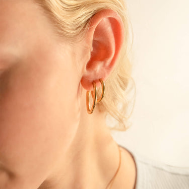 18K Gold PVD Stainless Steel Circle Huggie Hoop Earrings