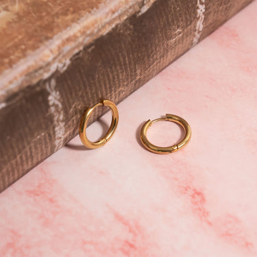 18K Gold PVD Stainless Steel Circle Huggie Hoop Earrings