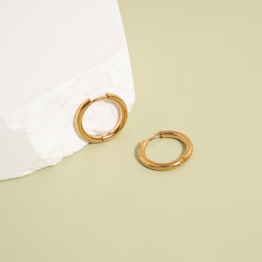 18K Gold PVD Stainless Steel Circle Huggie Hoop Earrings