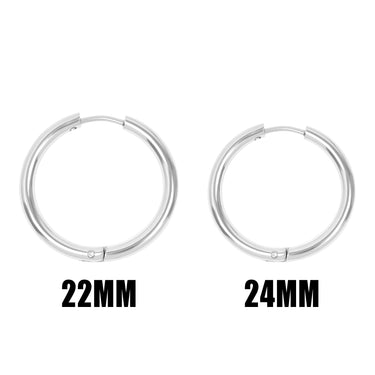 Silver / 18K Gold PVD Stainless Steel Circle Huggie Hoop Earrings / ERJ0023 / MM
