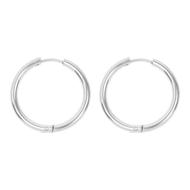 Silver / 18K Gold PVD Stainless Steel Circle Huggie Hoop Earrings / ERJ0023
