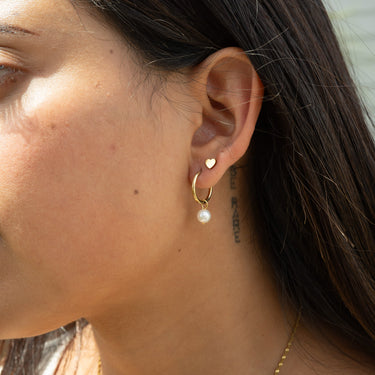 Pearl Charm Huggie Hoop Earrings