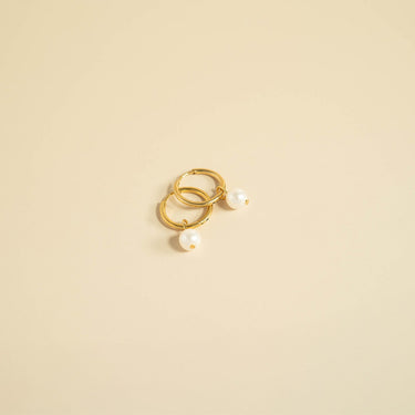 Pearl Charm Huggie Hoop Earrings