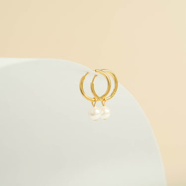 Pearl Charm Huggie Hoop Earrings