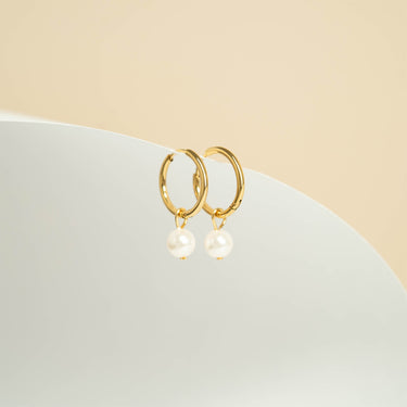 Pearl Charm Huggie Hoop Earrings