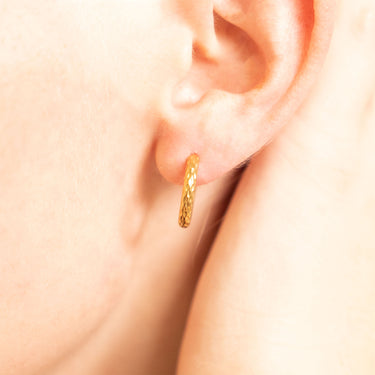 Half Textured Huggie Hoop Earrings