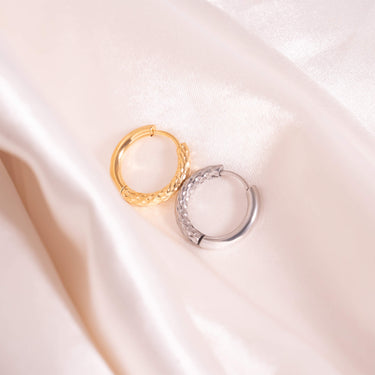 Half Textured Huggie Hoop Earrings