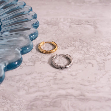 Half Textured Huggie Hoop Earrings