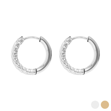 Half Textured Huggie Hoop Earrings
