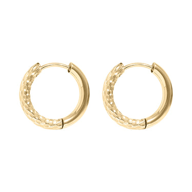 Half Textured Huggie Hoop Earrings