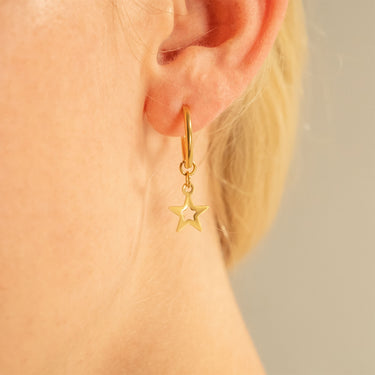 Star Pendant Hoop Earrings