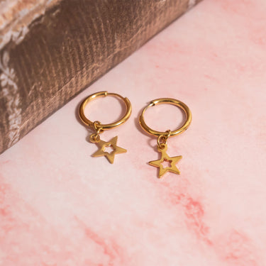 Star Pendant Hoop Earrings
