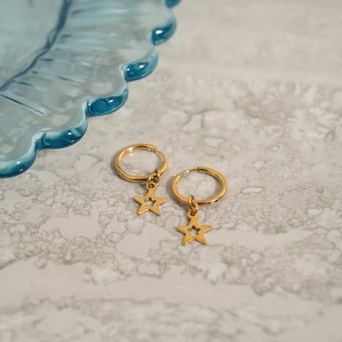 Star Pendant Hoop Earrings