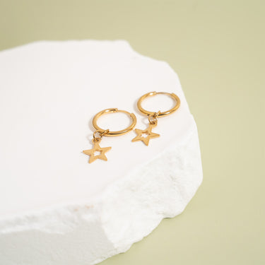 Star Pendant Hoop Earrings